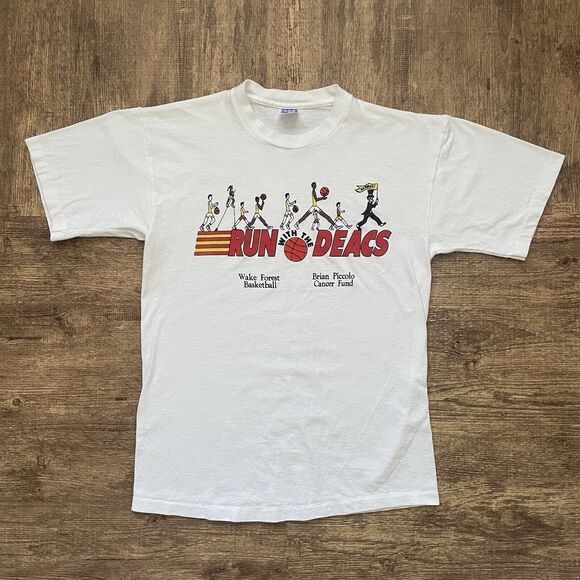 Vintage Wake Forest University T-Shirt Size M 1990s White Basketball NCAA - Picture 1 of 6